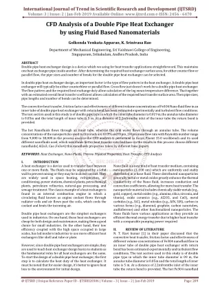 CFD Analysis of a Double Pipe Heat Exchanger by using Fluid Based Nanomaterials