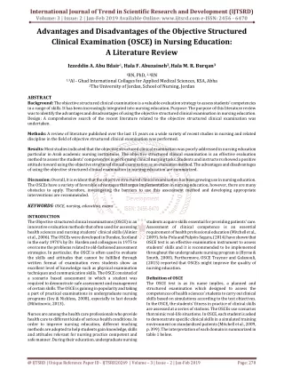 Advantages and Disadvantages of the Objective Structured Clinical Examination OSCE in Nursing Education A Literature Rev