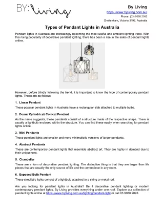 Types of Pendant Lights in Australia