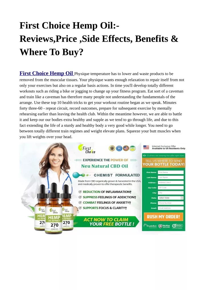 first choice hemp oil reviews price side effects