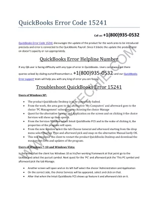 QuickBooks Error Code 15241 Troubleshoot