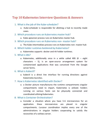 Top 10 Kubernetes Interview Questions & Answers