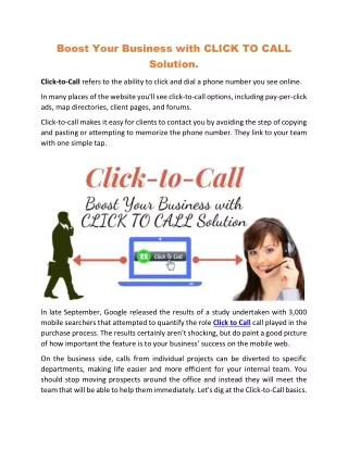 Boost Your Business with CLICK TO CALL Solution.