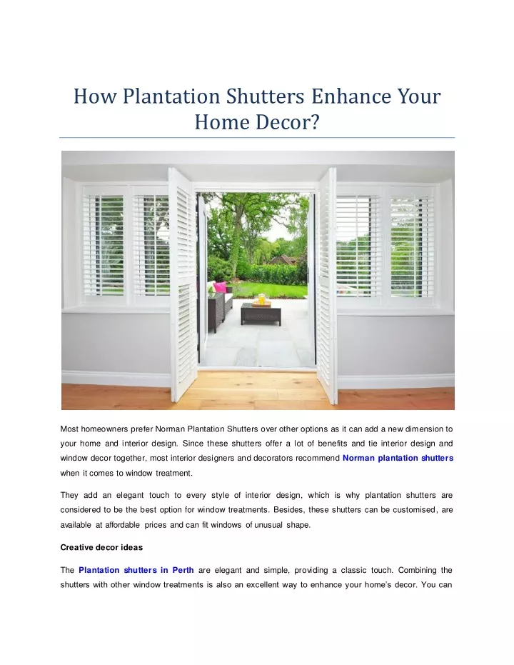 how plantation shutters enhance your home decor