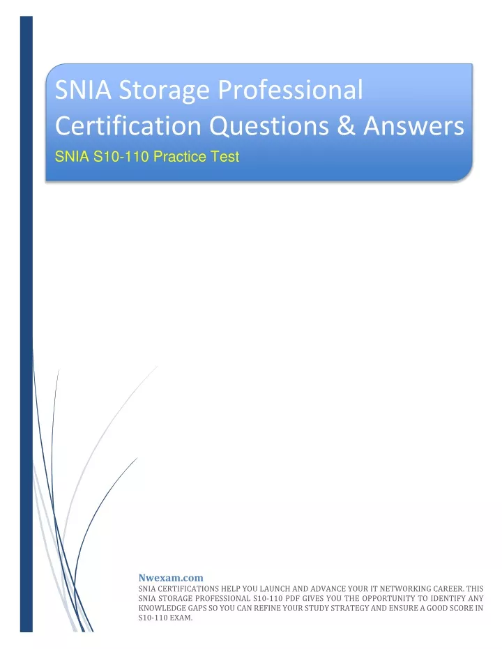 snia storage professional certification questions
