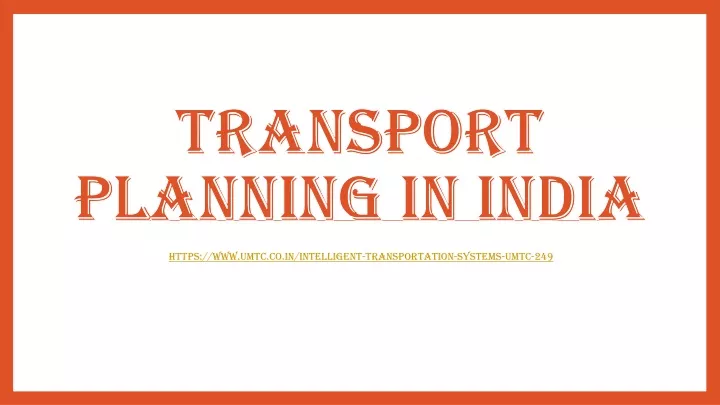 transport planning in india