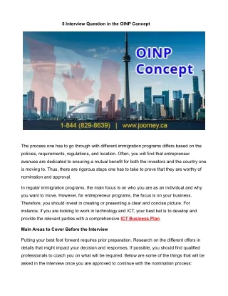 5 Interview Question in the OINP Concept