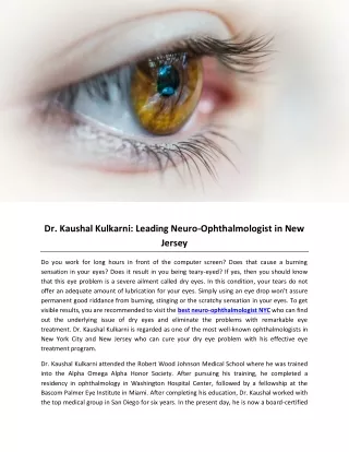 Dr. Kaushal Kulkarni- Leading Neuro-Ophthalmologist in New Jersey