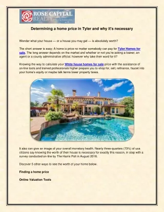 determining a home price in tyler