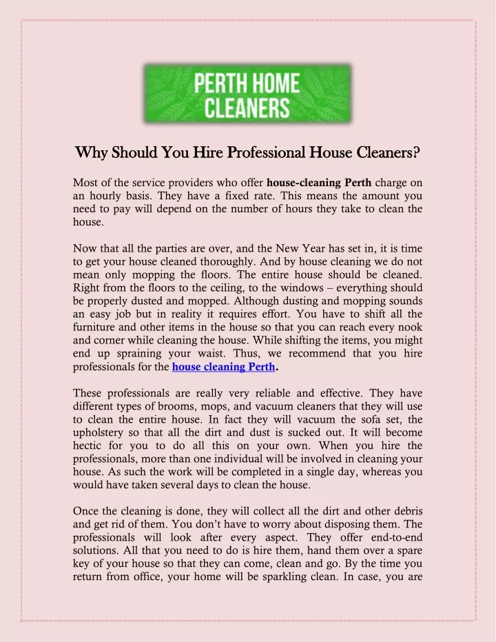 why should you hire professional house cleaners