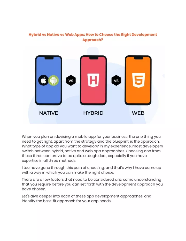 hybrid vs native vs web apps how to choose