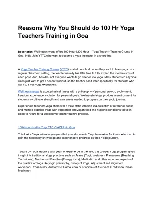Reasons Why You Should do 100 Hr Yoga Teachers Training in Goa