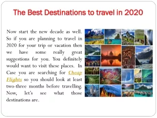 The Best Destinations to travel in 2020 - Cheap Flights
