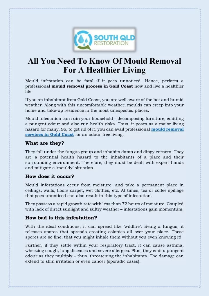 all you need to know of mould removal