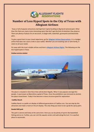 Number of Less Hyped Spots in the City of Texas with Allegiant Airlines