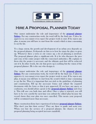 Hire A Proposal Planner Today