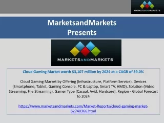 Cloud Gaming Market worth $3,107 million by 2024 at a CAGR of 59.0%