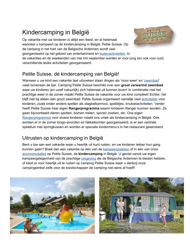 kindercamping in belgi