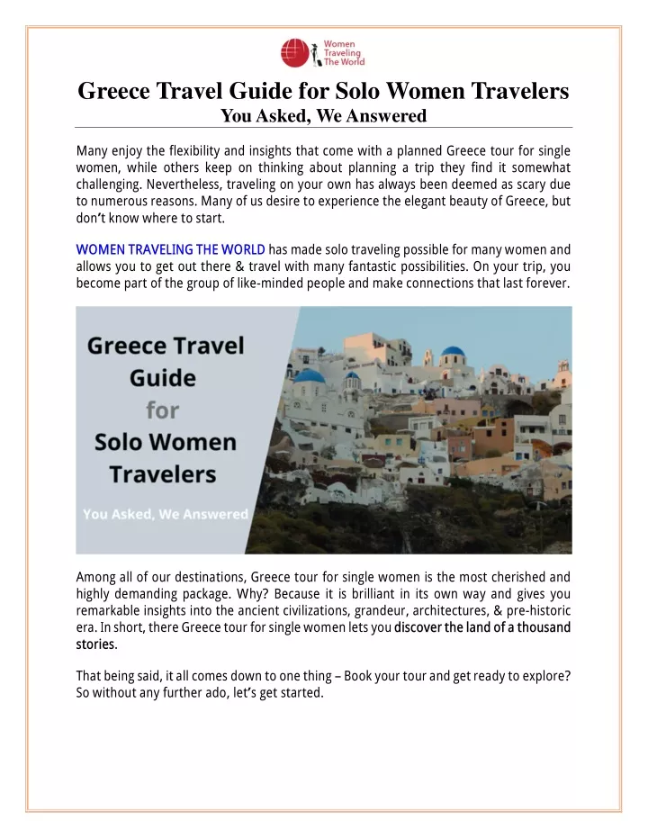 greece travel guide for solo women travelers