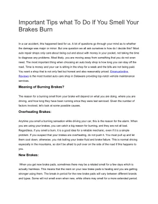 Important Tips what To Do If You Smell Your Brakes Burn - Emanualonline Reviews