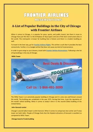 A-List of Popular Buildings in the City of Chicago with Frontier Airlines