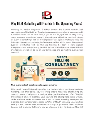 Why MLM Marketing Will Flourish In The Upcoming Years?
