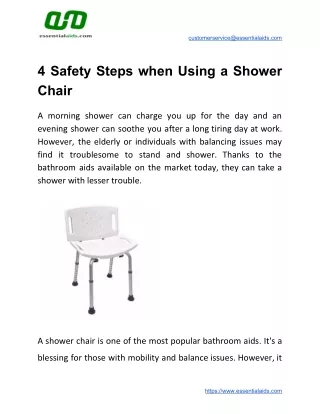 4 Safety Steps when Using a Shower Chair