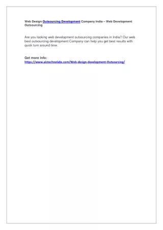 web design outsourcing development company india