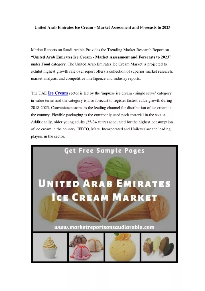 united arab emirates ice cream market assessment