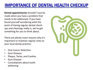 Importance of Dental Health Checkup