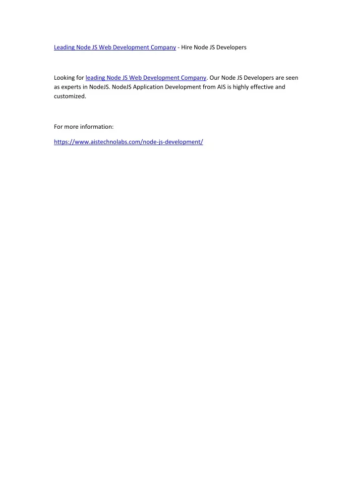 leading node js web development company hire node