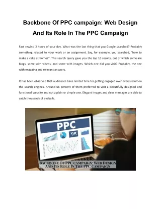 Backbone Of PPC campaign: Web Design And Its Role In The PPC Campaign