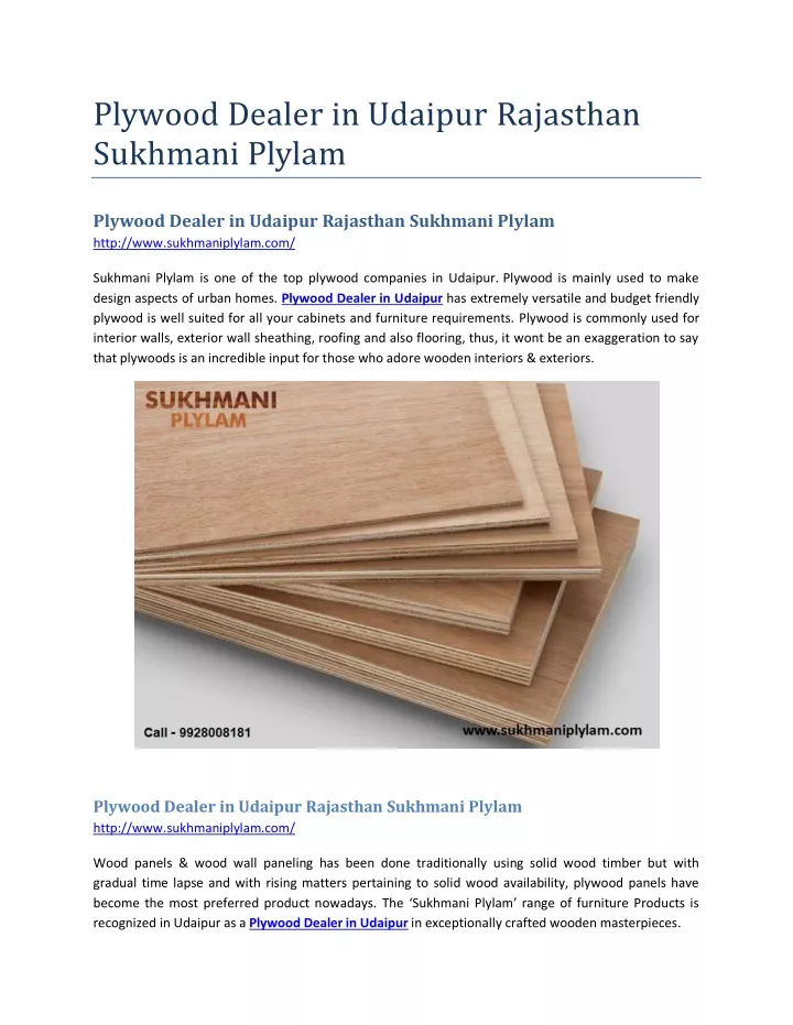 plywood dealer in udaipur rajasthan sukhmani