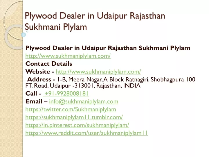 plywood dealer in udaipur rajasthan sukhmani plylam