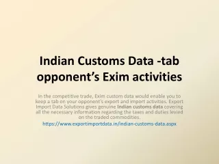 Click here for Indian Customs Import Data