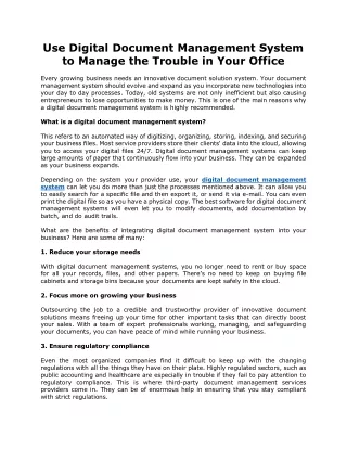 Use Digital Document Management System to Manage the Trouble in Your Office