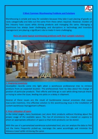 5 Most Common Warehousing Problems and Solutions