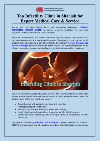 Top Infertility Clinic in Sharjah for Expert Medical Care & Service