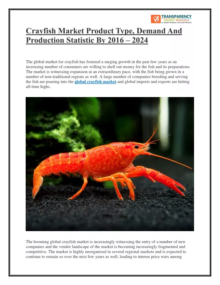 crayfish market product type demand