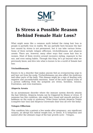 Is Stress a Possible Reason Behind Female Hair Loss?