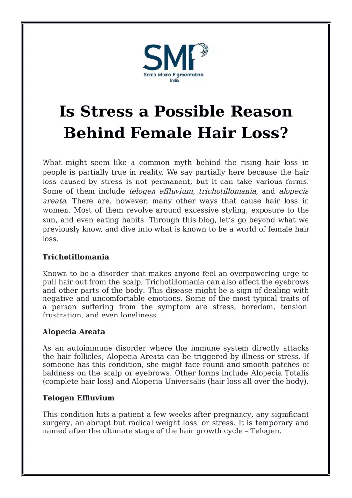 is stress a possible reason behind female hair