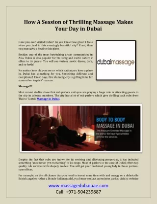 How A Session of Thrilling Massage Makes Your Day in Dubai