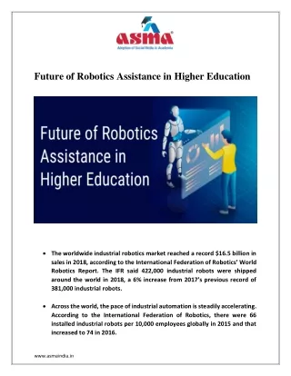 Future Of Robotics Assistance In Higher Education - ASMA India