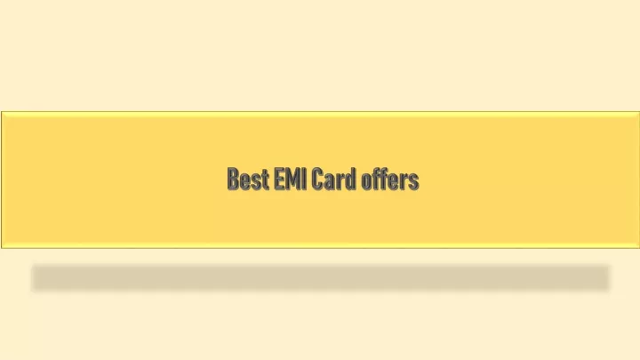 best emi card offers