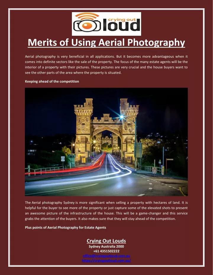 merits of using aerial photography