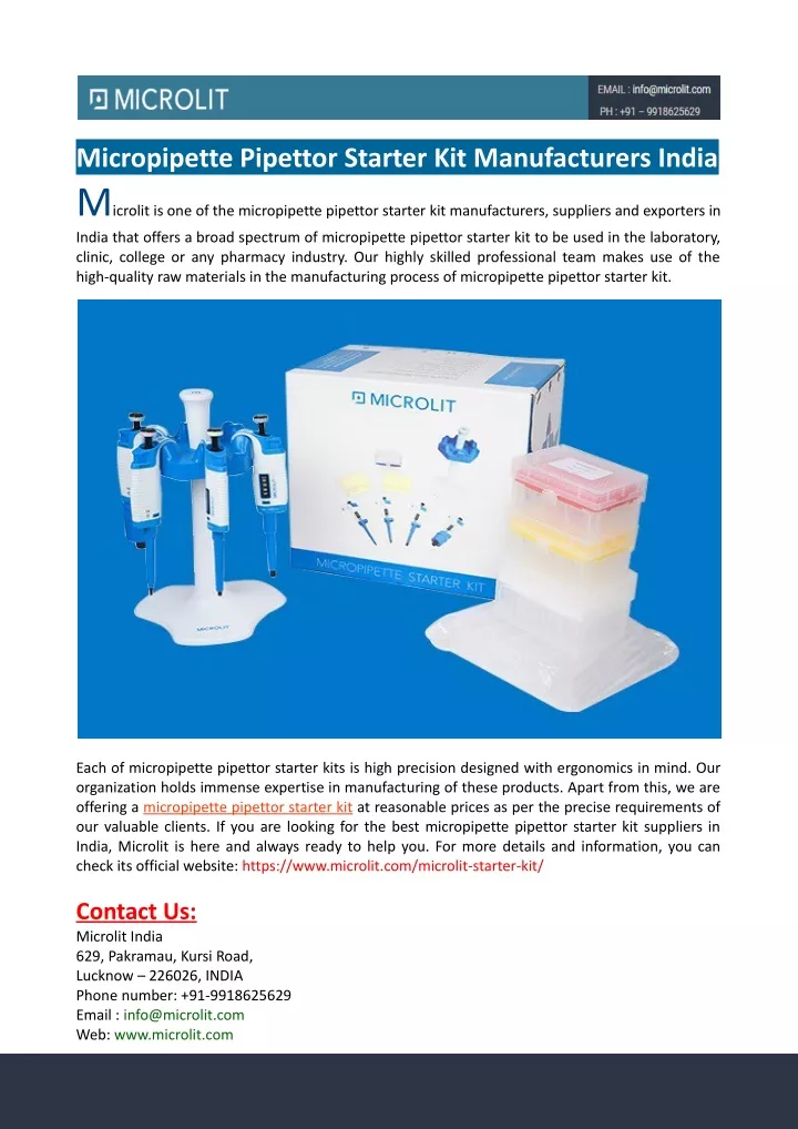 micropipette pipettor starter kit manufacturers