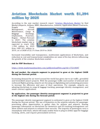 Aviation Blockchain Market worth $1,394 million by 2025