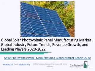 Global Solar Photovoltaic Panel Manufacturing Market Report 2020