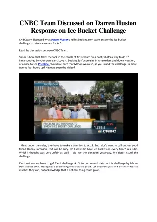 CNBC Team Discussed Darren Huston Response on Ice Bucket Challenge