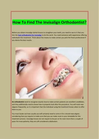 How To Find The Invisalign Orthodontist